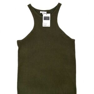 CAESCENT Olive Green Rib Stretch
Sweater Racer Tank Top | Boutique | Size Small